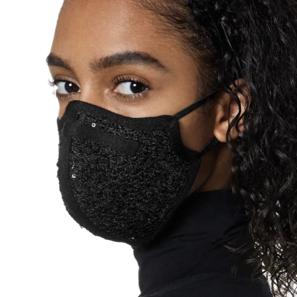 St John designer black sequined face mask New
